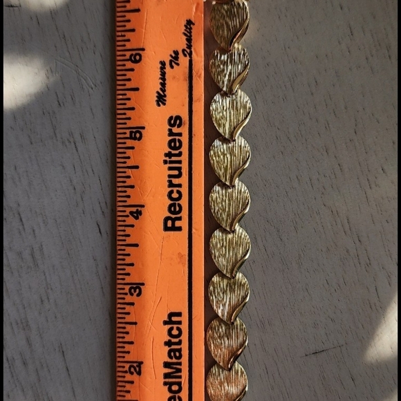 Vintage Monet Gold Tone Brushed Sculpted Link Bracelet with Safety Chain - Picture 3 of 3